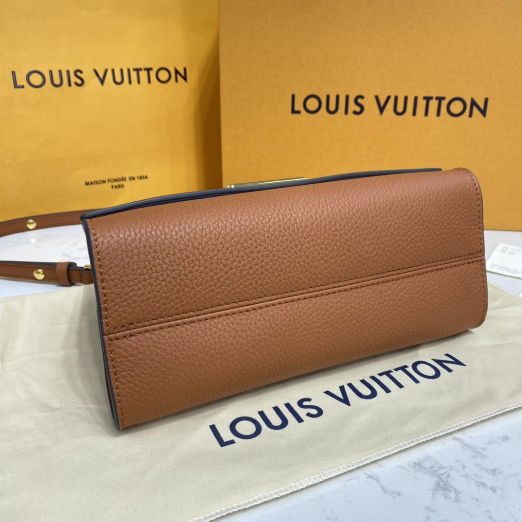 Louis Vuitton TWIST One Handle PM Handbag Taurillon Leather M57897 Caramel Brown